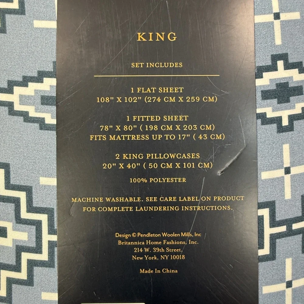 Pendleton King‎ Sheet Set Dusty Blue Otero Cooling Geometric Southwestern NEW